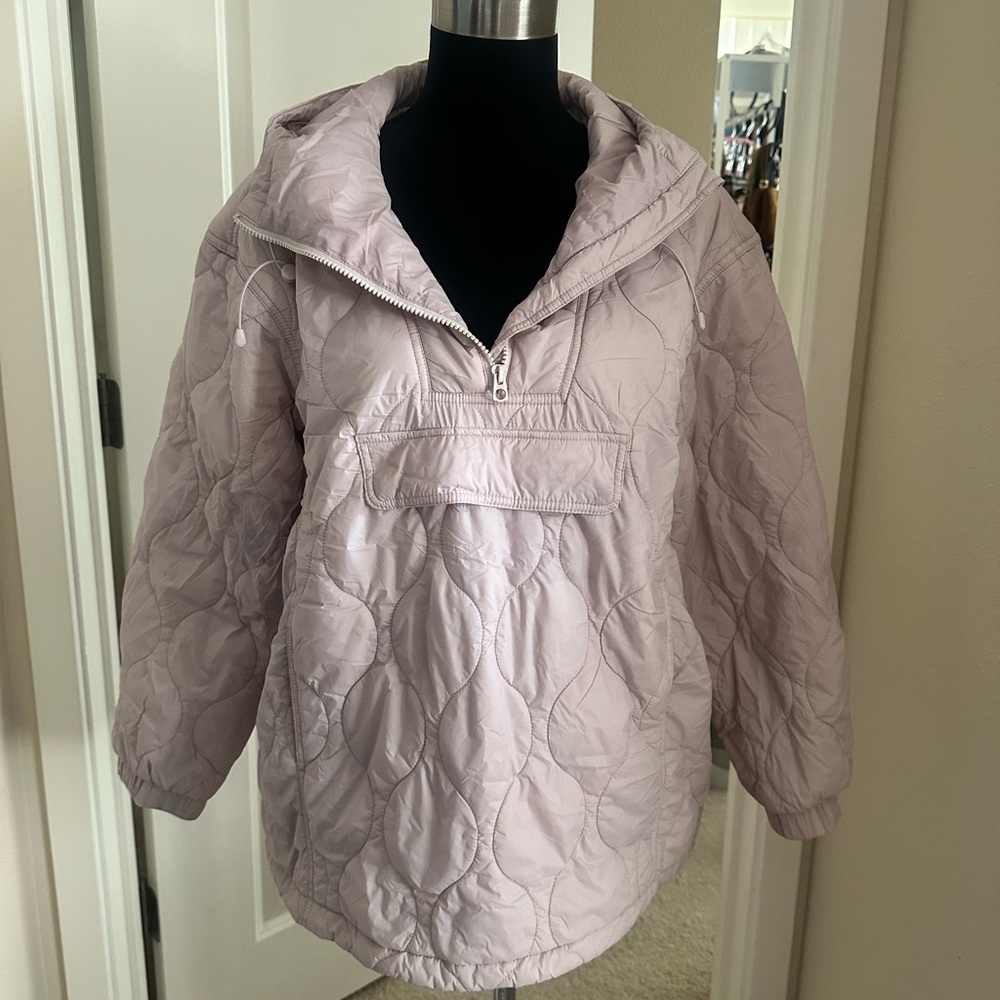 Light Pink Quilted Pullover Jacket